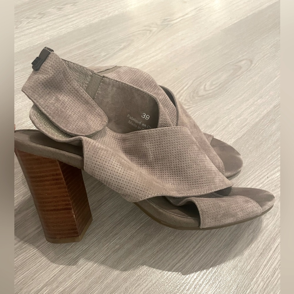 Rudsak Suede Leather Sandals - Taupe Chunky Heel - Picture 6 of 8